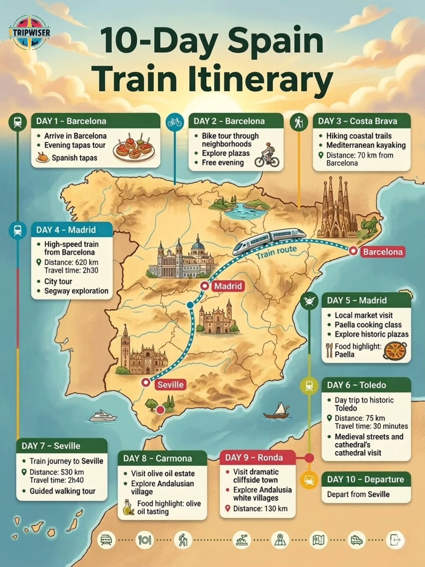 10-Day Spain Train Itinerary: Barcelona to Ronda