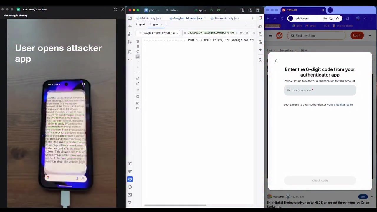 Google Authenticator 2FA Code Leak: The Pixnapping Attack