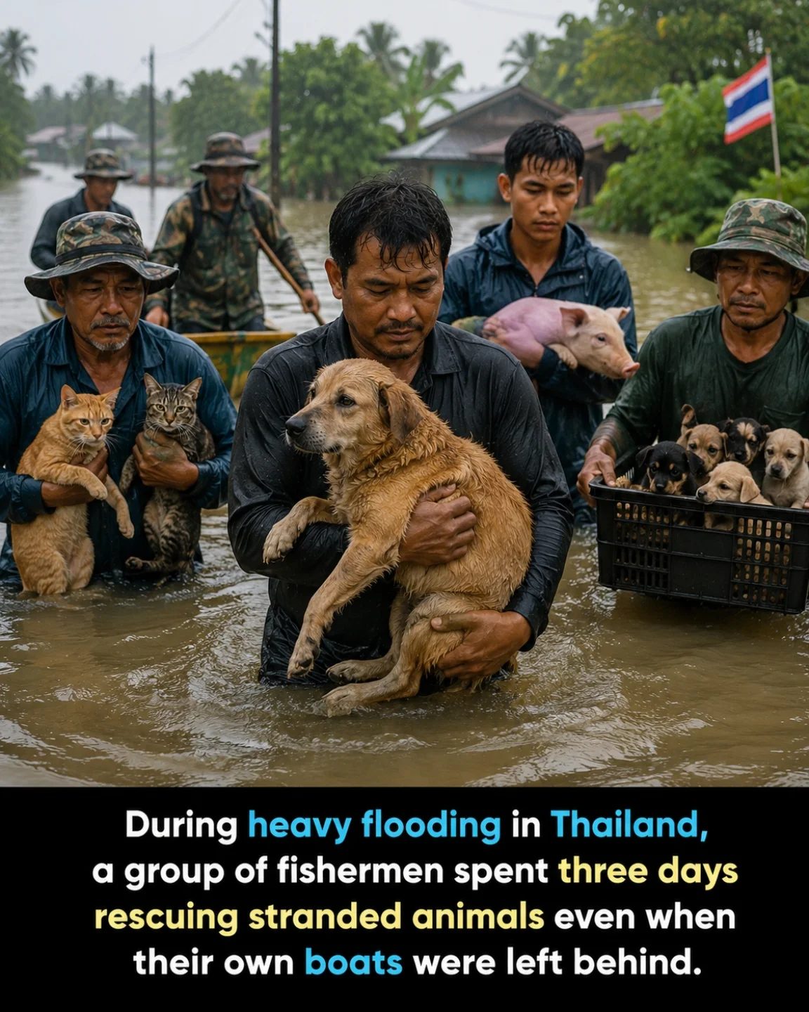 Fishermen's Animal Rescue Mission During Thailand Floods