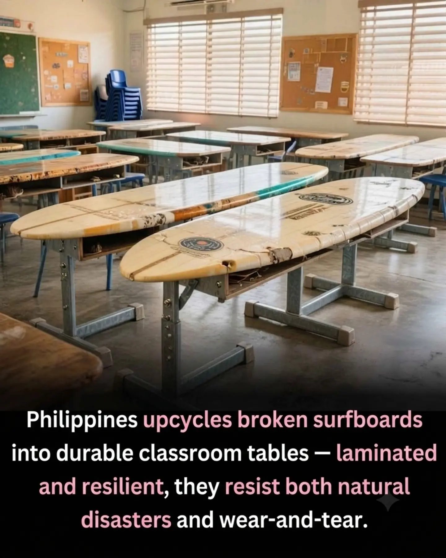 Surfboard Tables Transform Classrooms in the Philippines