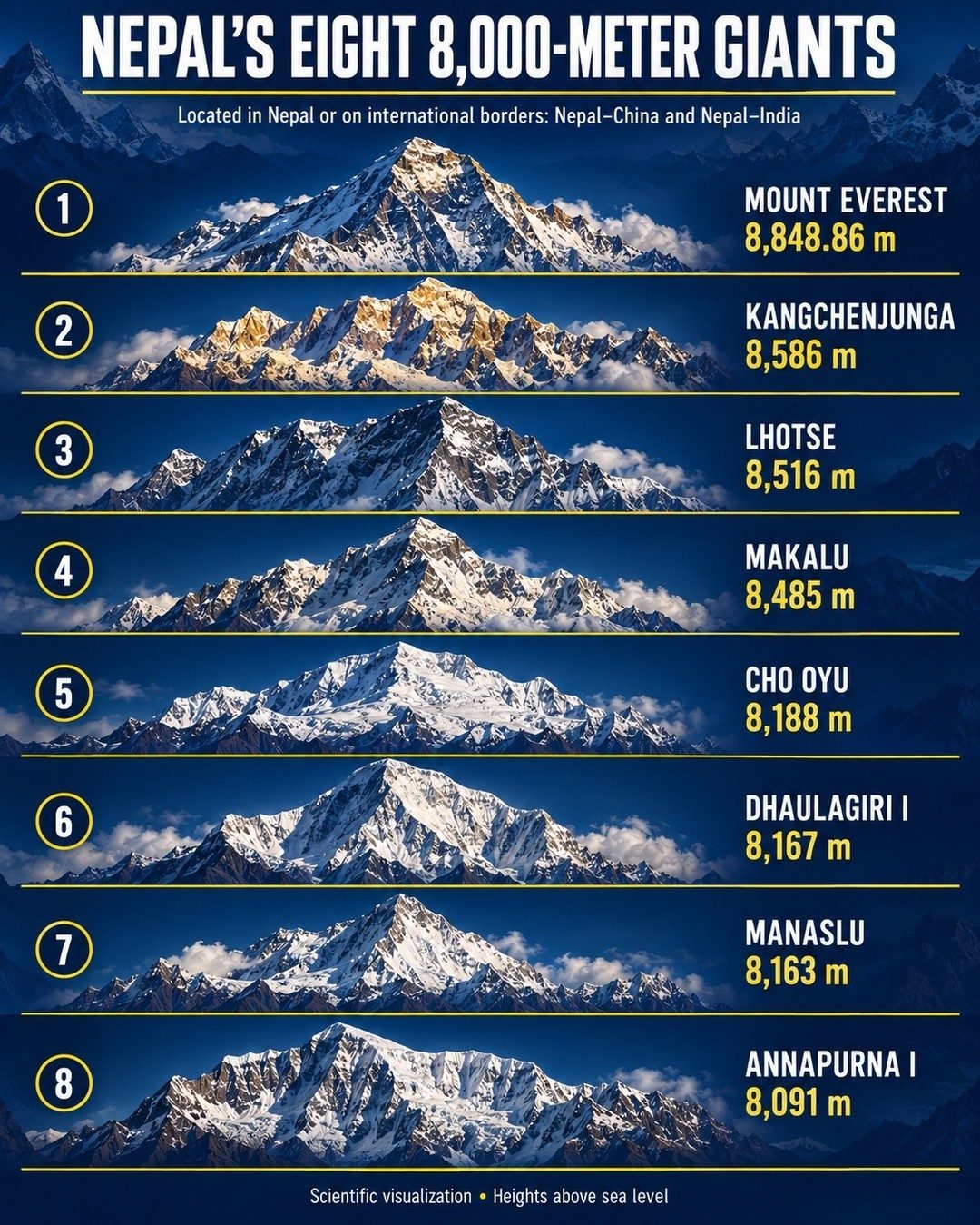Nepal's 8,000-Meter Peaks: Locations and Heights