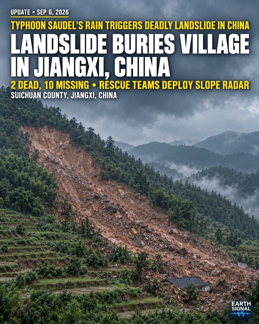 Typhoon Saudel Landslide: China Village Buried