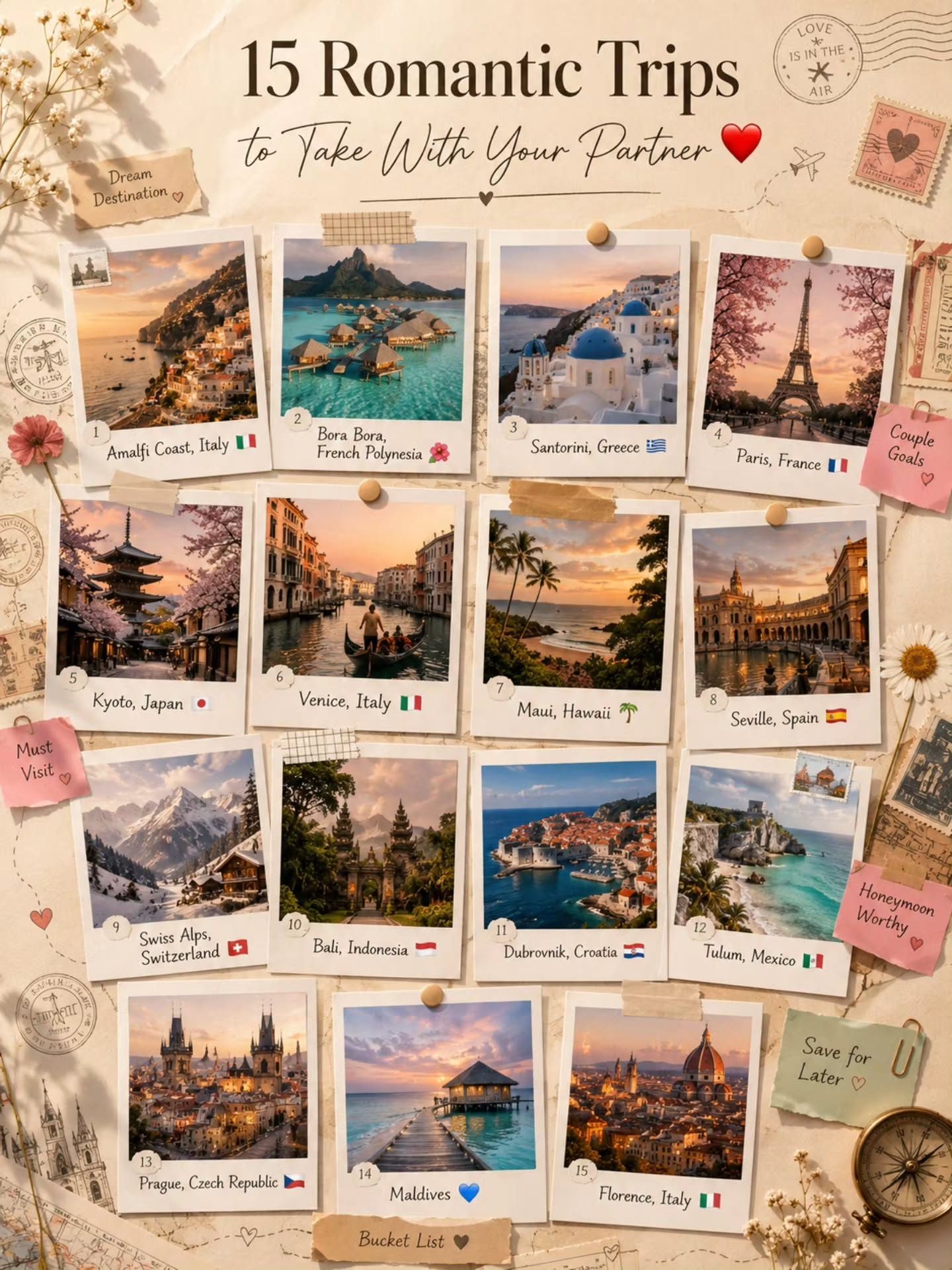 Top 15 Romantic Travel Destinations for Couples