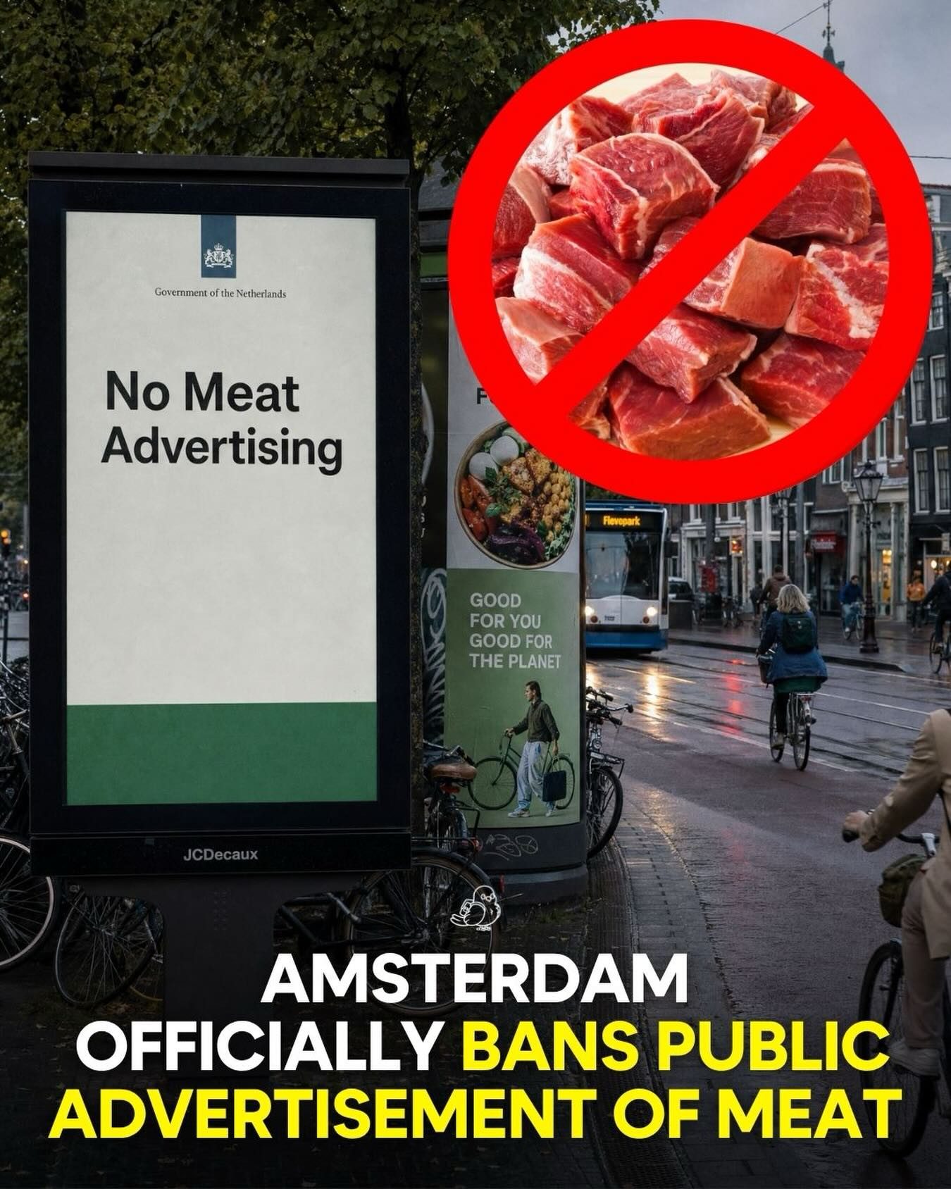 Amsterdam First Capital to Ban Meat Advertising in Public Spaces