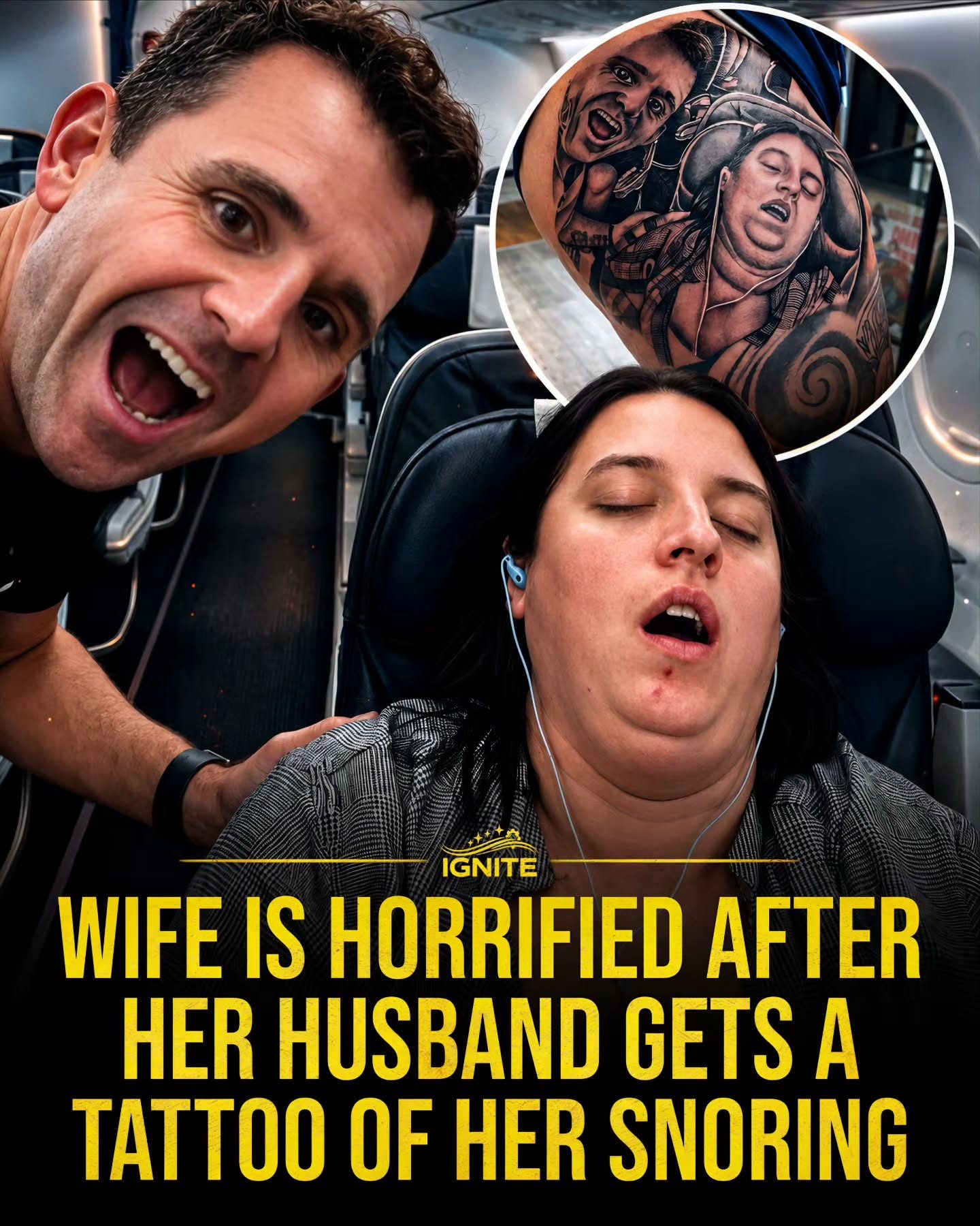 Man Gets Unflattering Wife Snoring Tattoo for Revenge