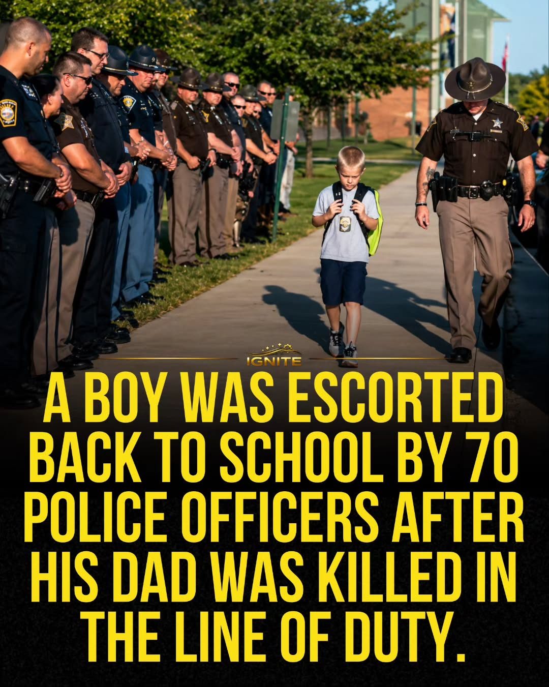 70 Police Officers Escort Boy to School After Father's Death