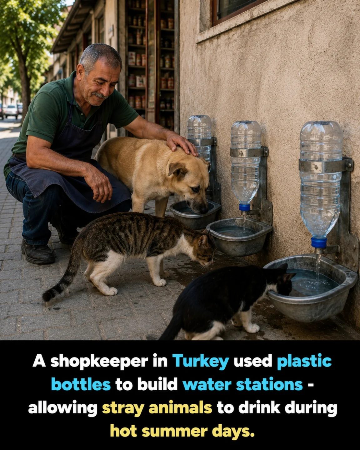 Turkish Shopkeeper's Creative Way to Hydrate Stray Animals