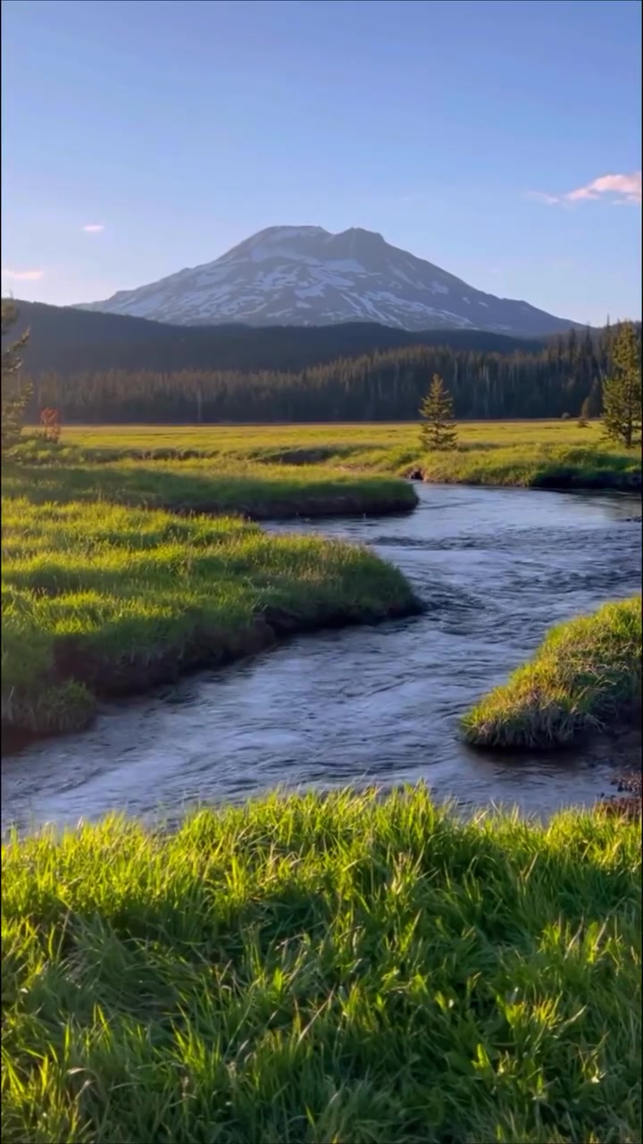 Mountain Landscape Video: Serene River and Meadow