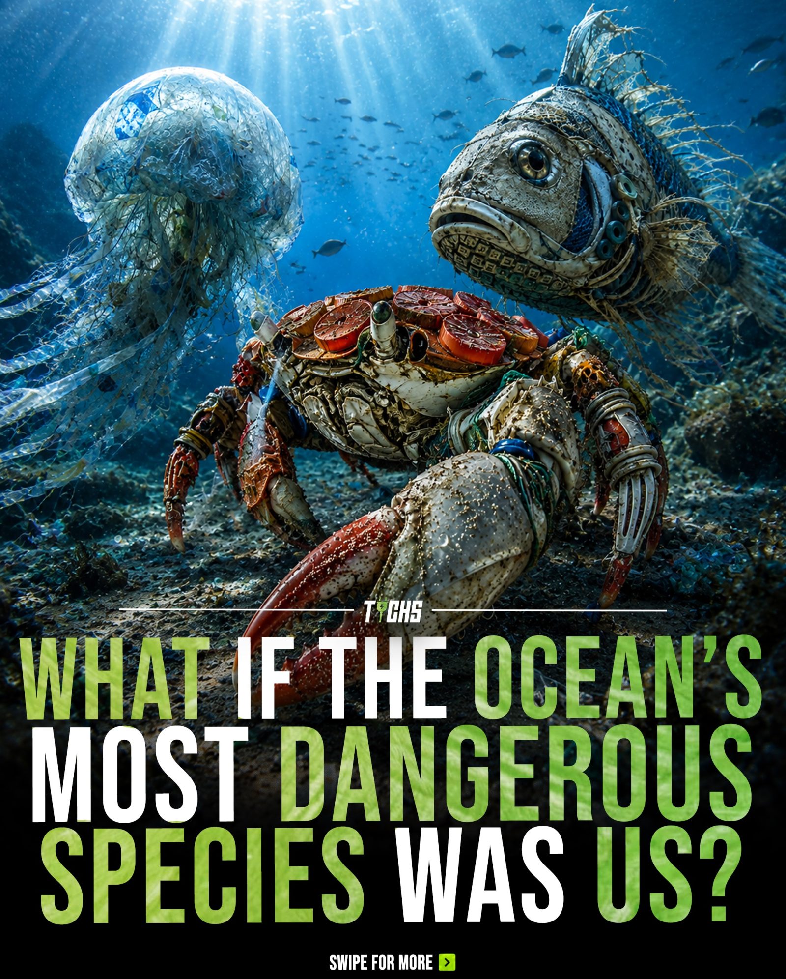 The Impact of Plastic Waste on Ocean Ecosystems Through TYCHS's Imagined Marine Species
