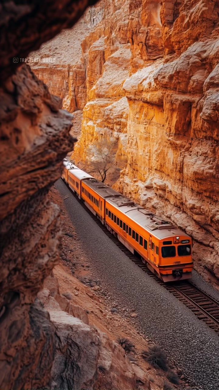 Vintage Train Journey Through Stunning Canyon