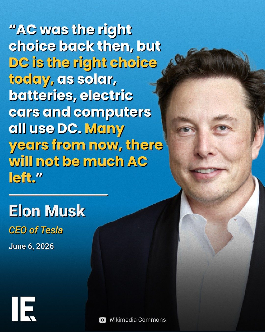 Elon Musk: Future of Power will be DC