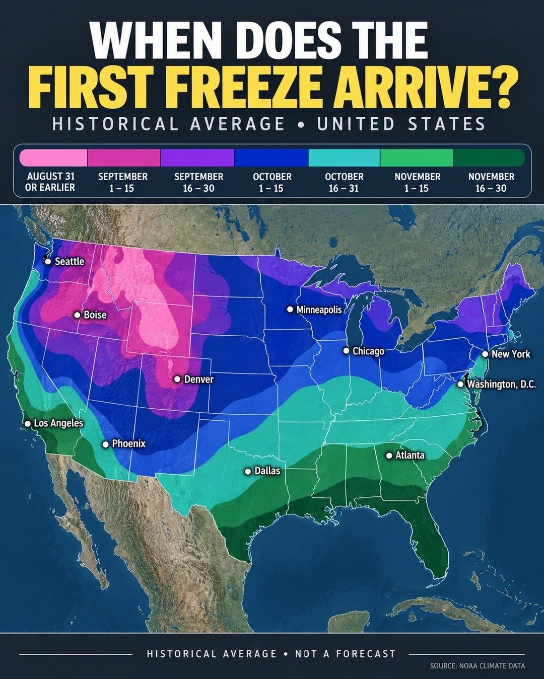 United States First Freeze Dates by Region