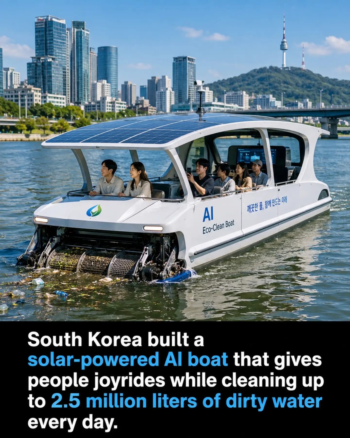 Eco-Clean Boat: Solar-Powered Water Cleaning & Joyrides