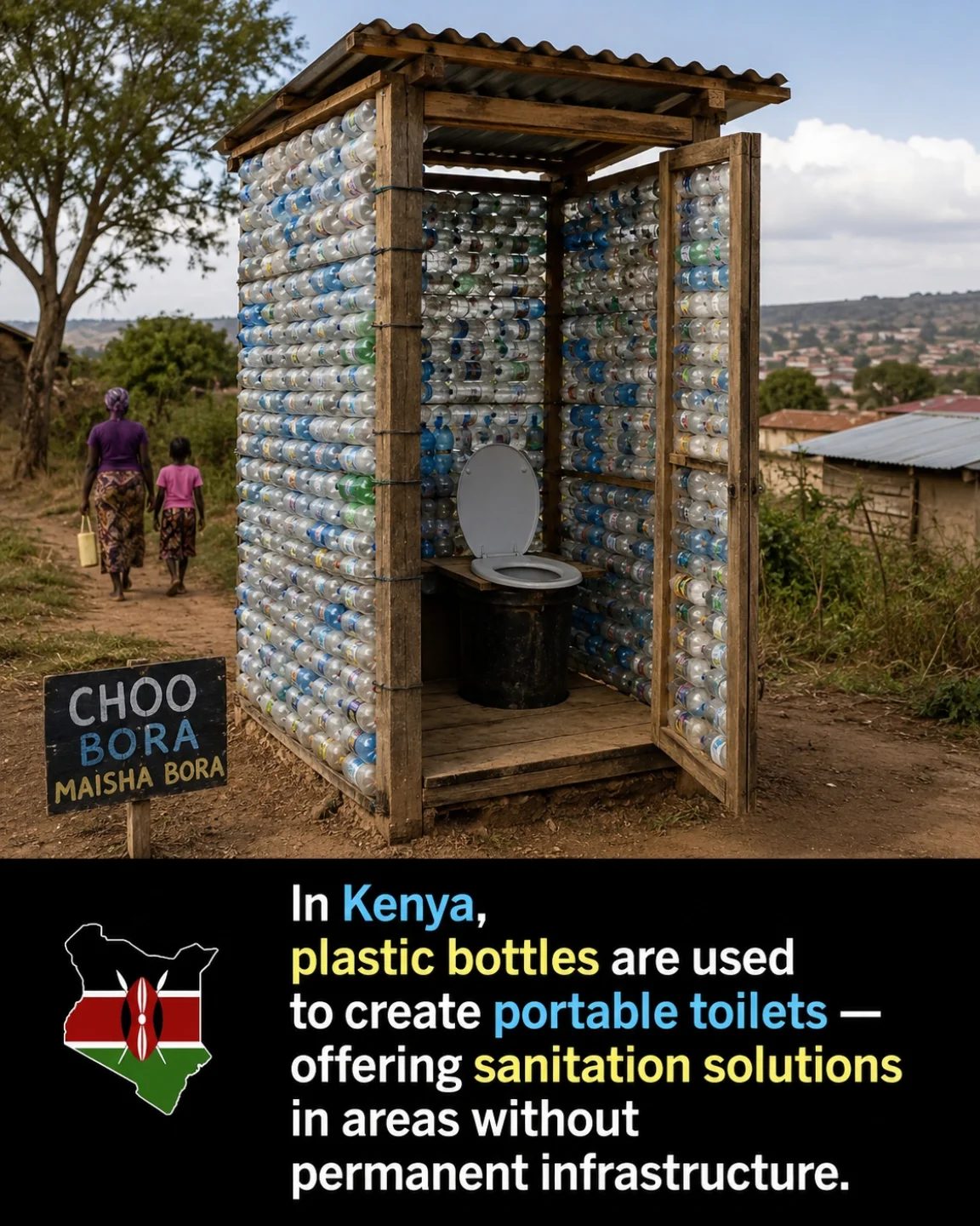 Innovative Portable Toilets Made from Plastic Bottles in Kenya