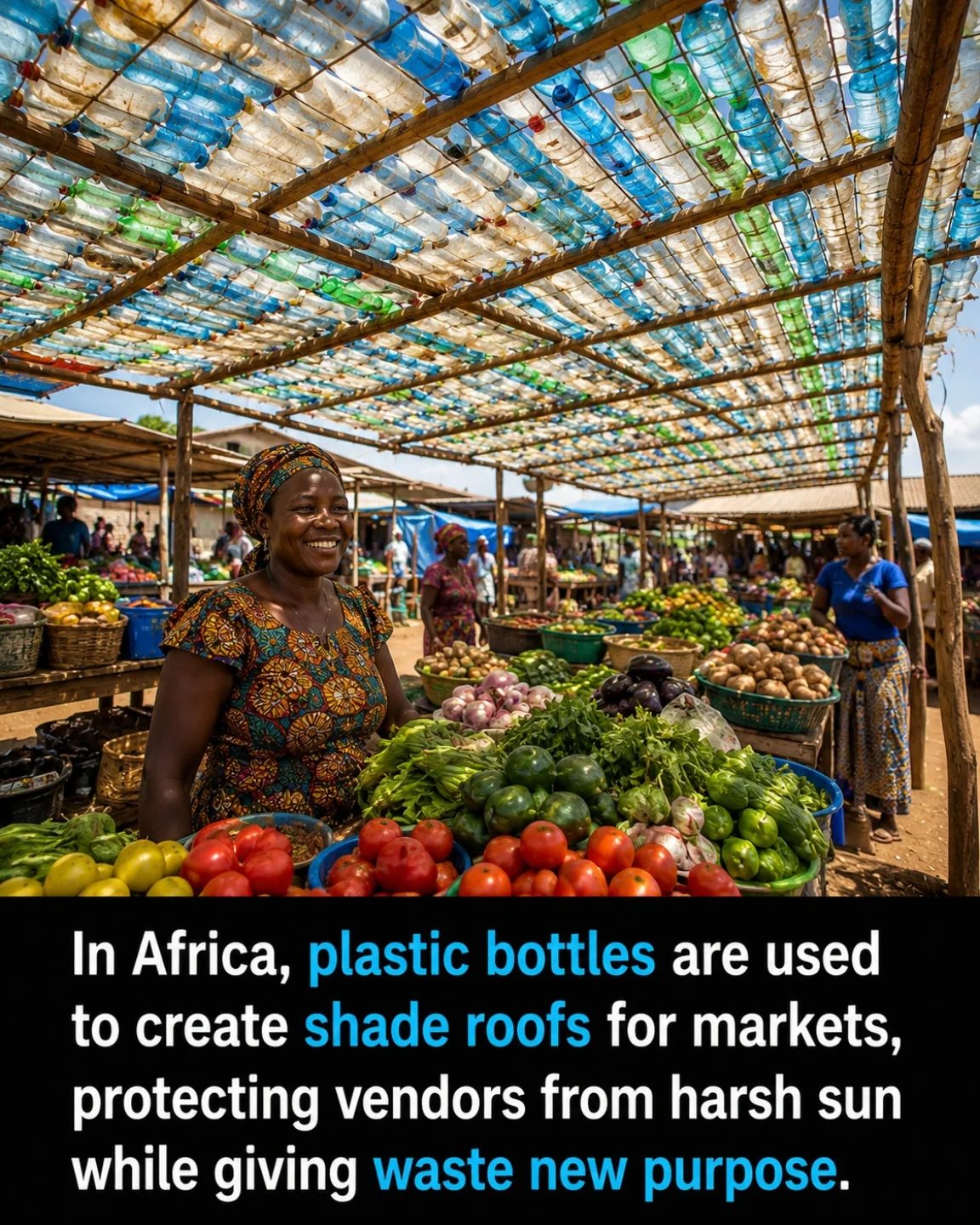 Recycled Plastic Bottles Provide Shade for African Markets