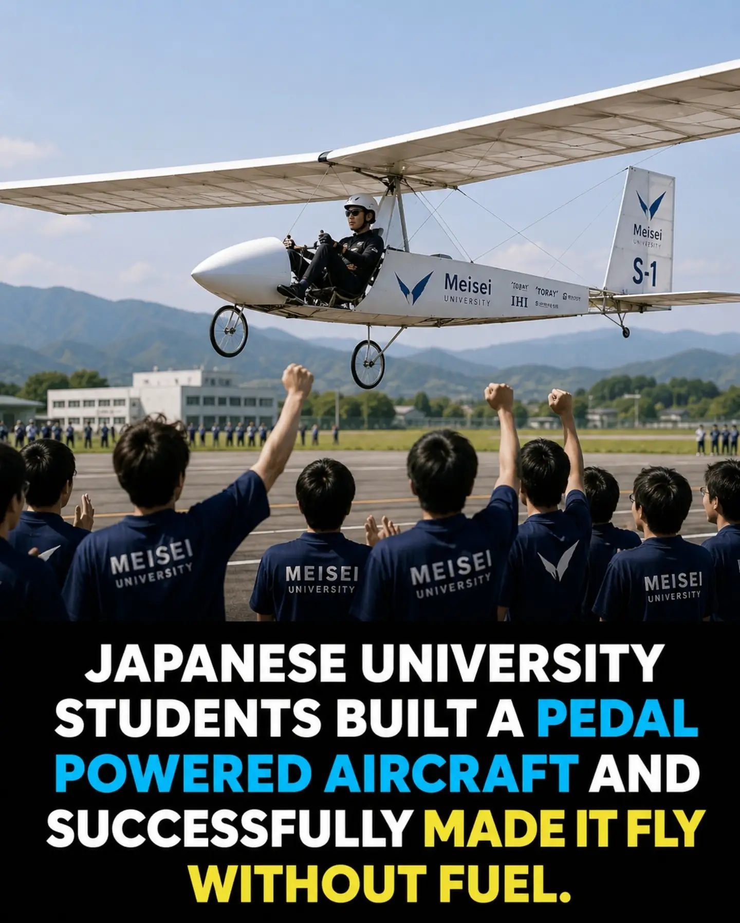Meisei University Students Fly Fuel-Free Pedal Aircraft