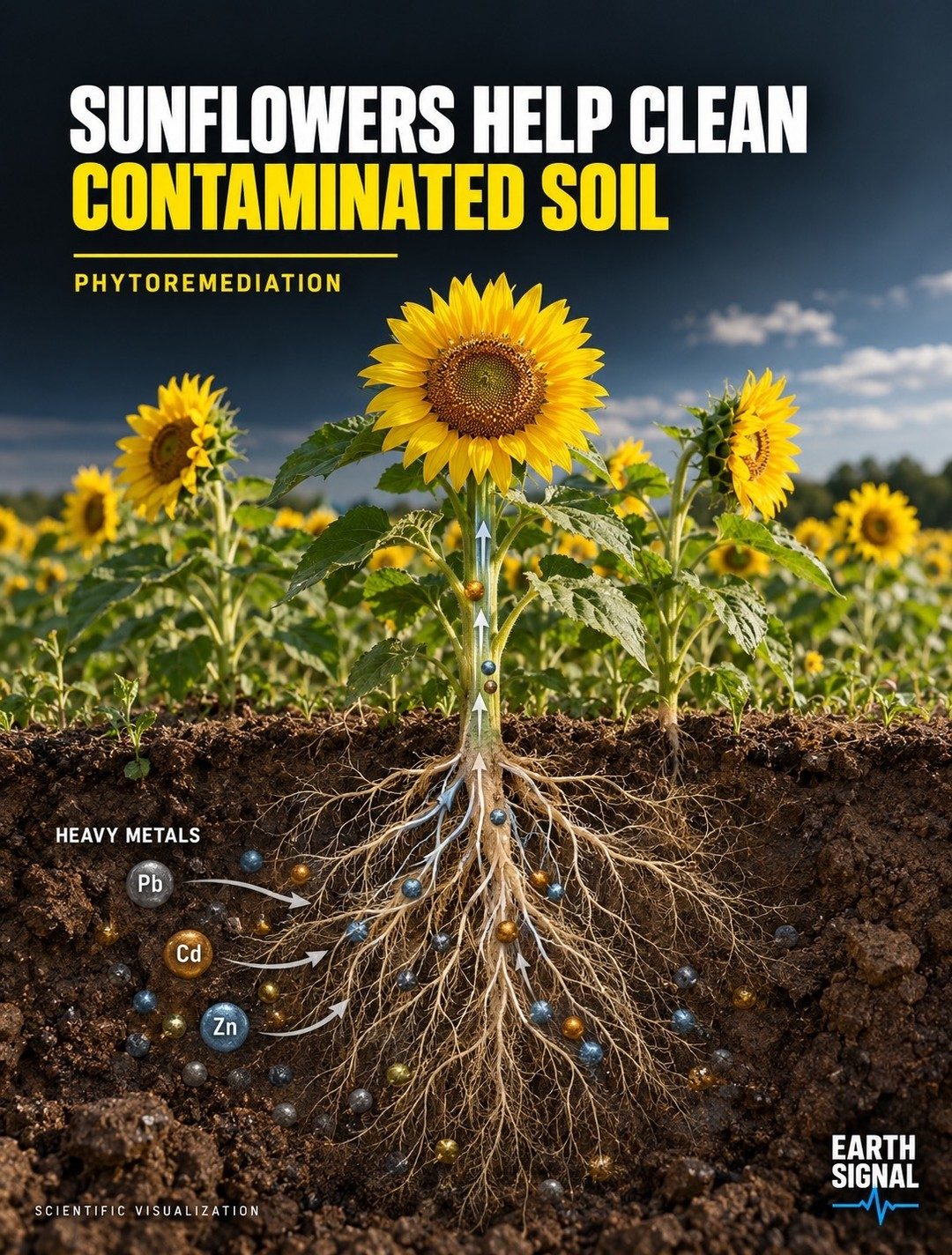 Sunflowers Cleaning Contaminated Soil: Phytoremediation