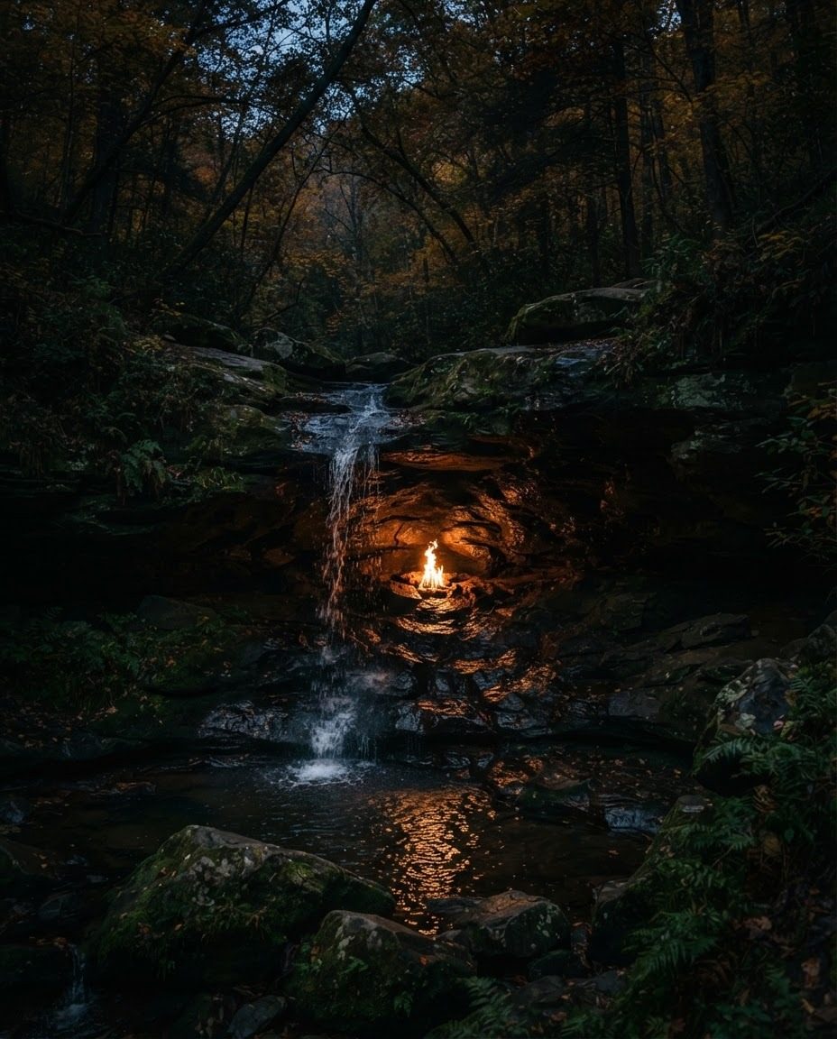 Forest Waterfall Lighting: Magical Cave Illumination