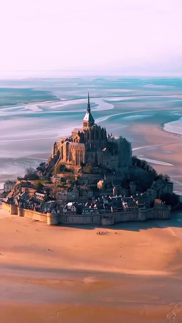 Aerial View of Mont Saint-Michel's UNESCO Site