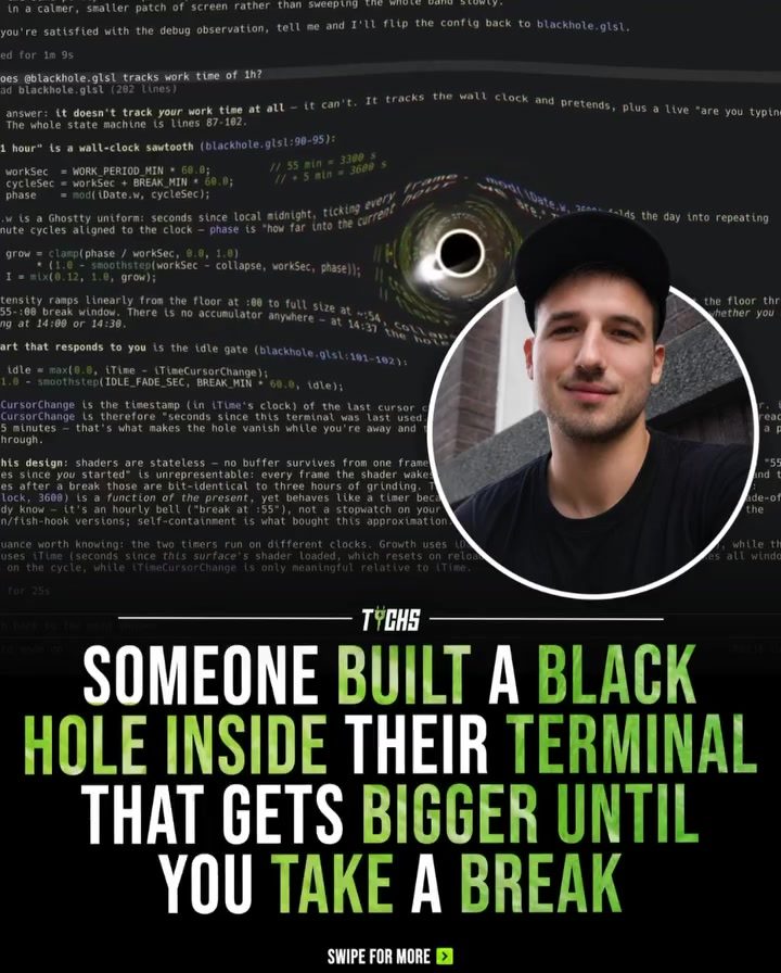 Black Hole in Terminal Encourages Work Breaks