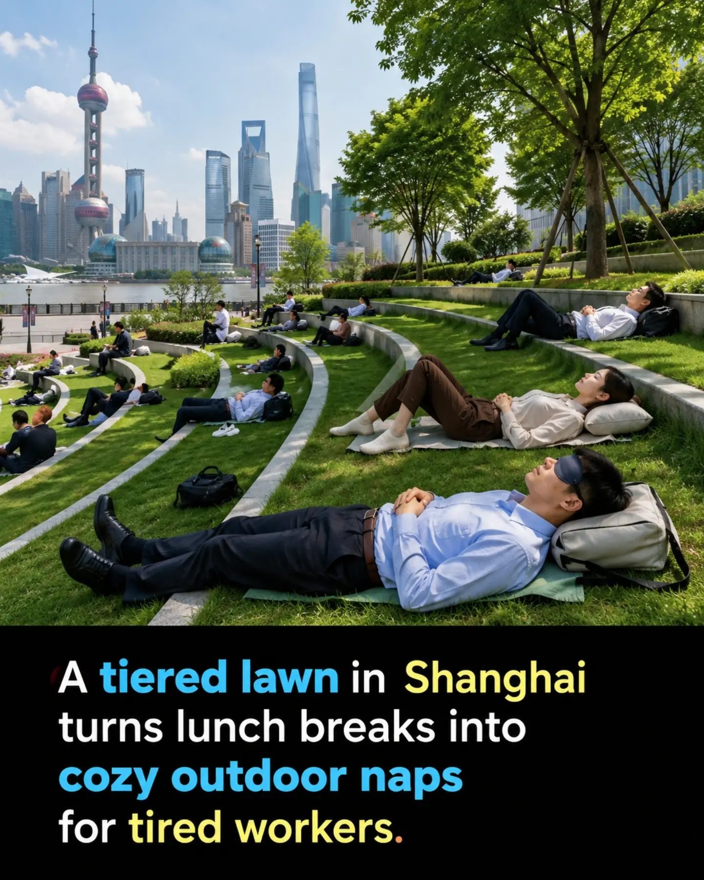 Shanghai Workers' Secret to Productivity: Lunchtime Outdoor Naps