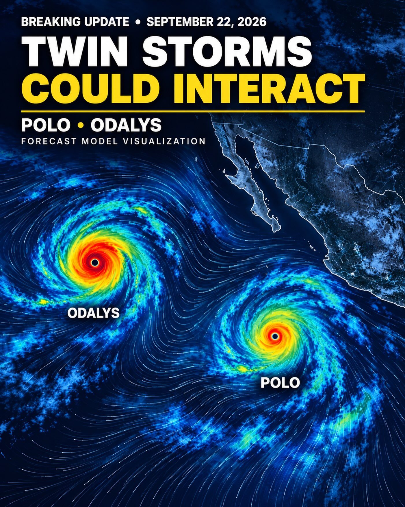 Hurricane Polo and Odalys Forecast Interaction