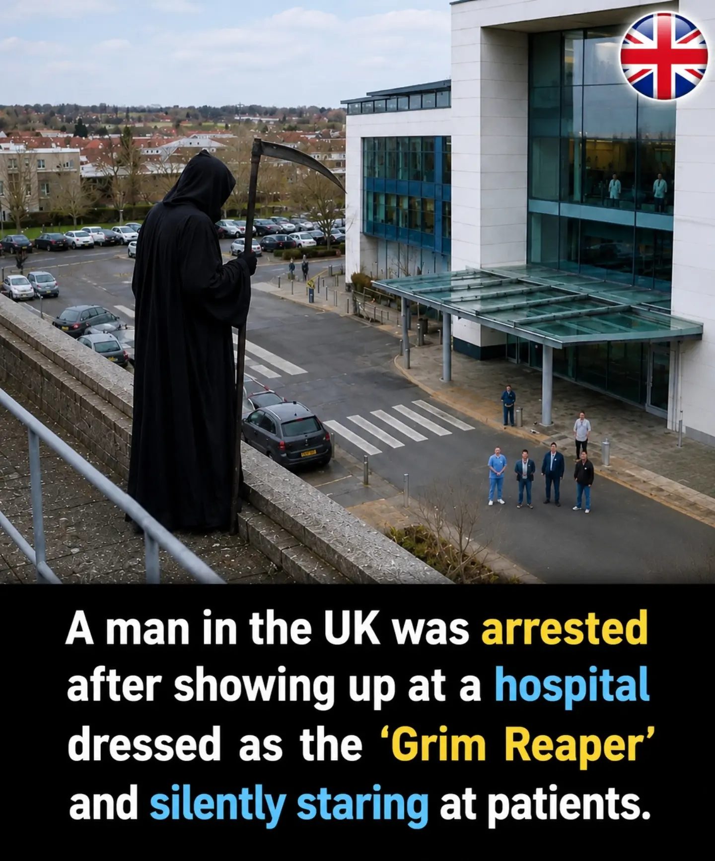 Grim Reaper Hospital Stunt: Man Arrested for Staring at Patients