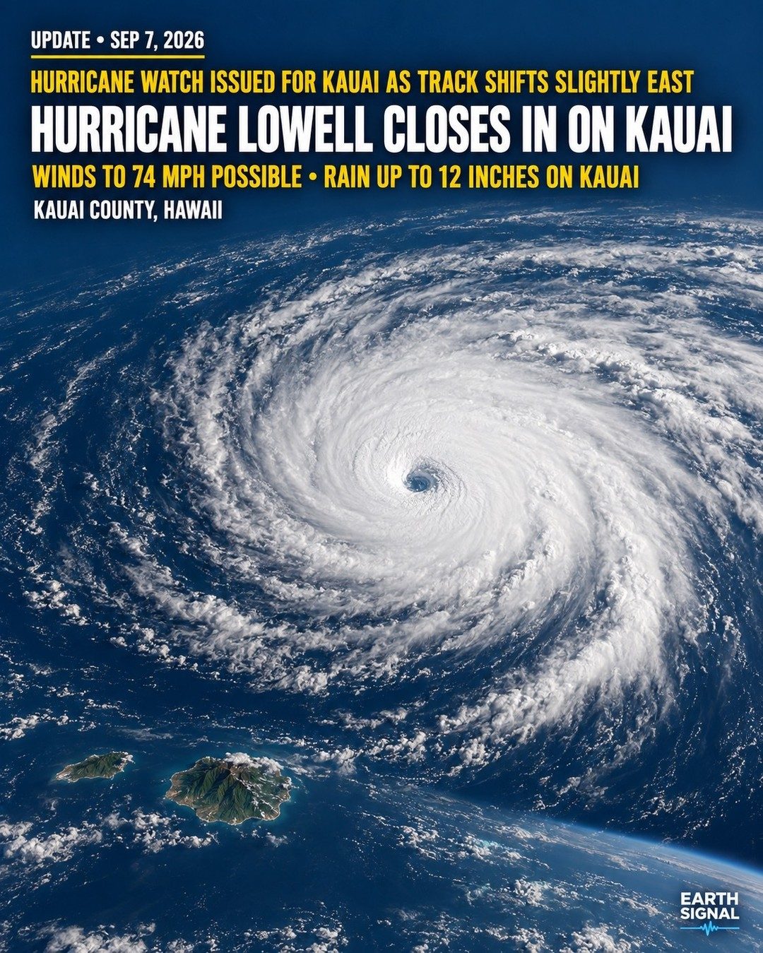 Hurricane Lowell Threatens Kauai with Heavy Winds, Rain