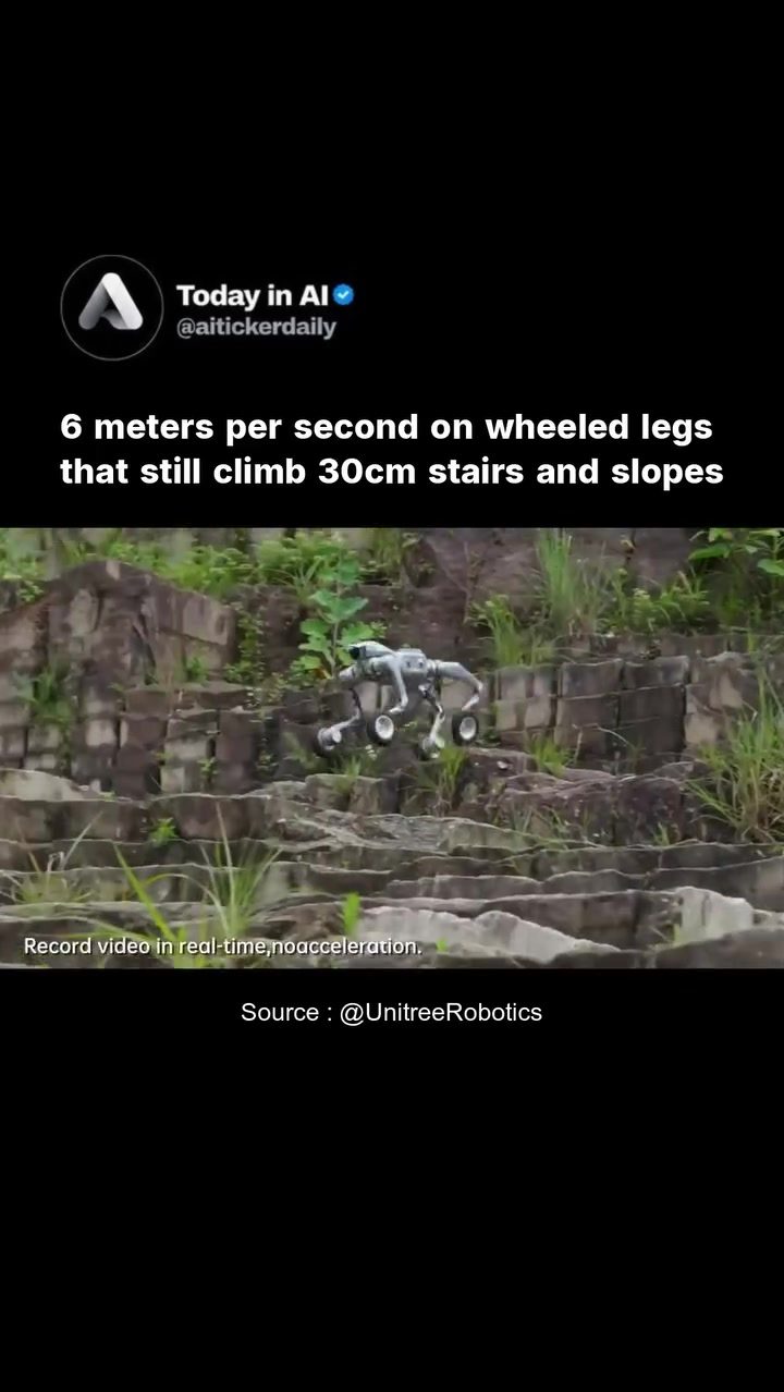 UnitreeRobotics' AS2-W: Wheeled Legs Achieve 6m/s, Climb 30cm Stairs