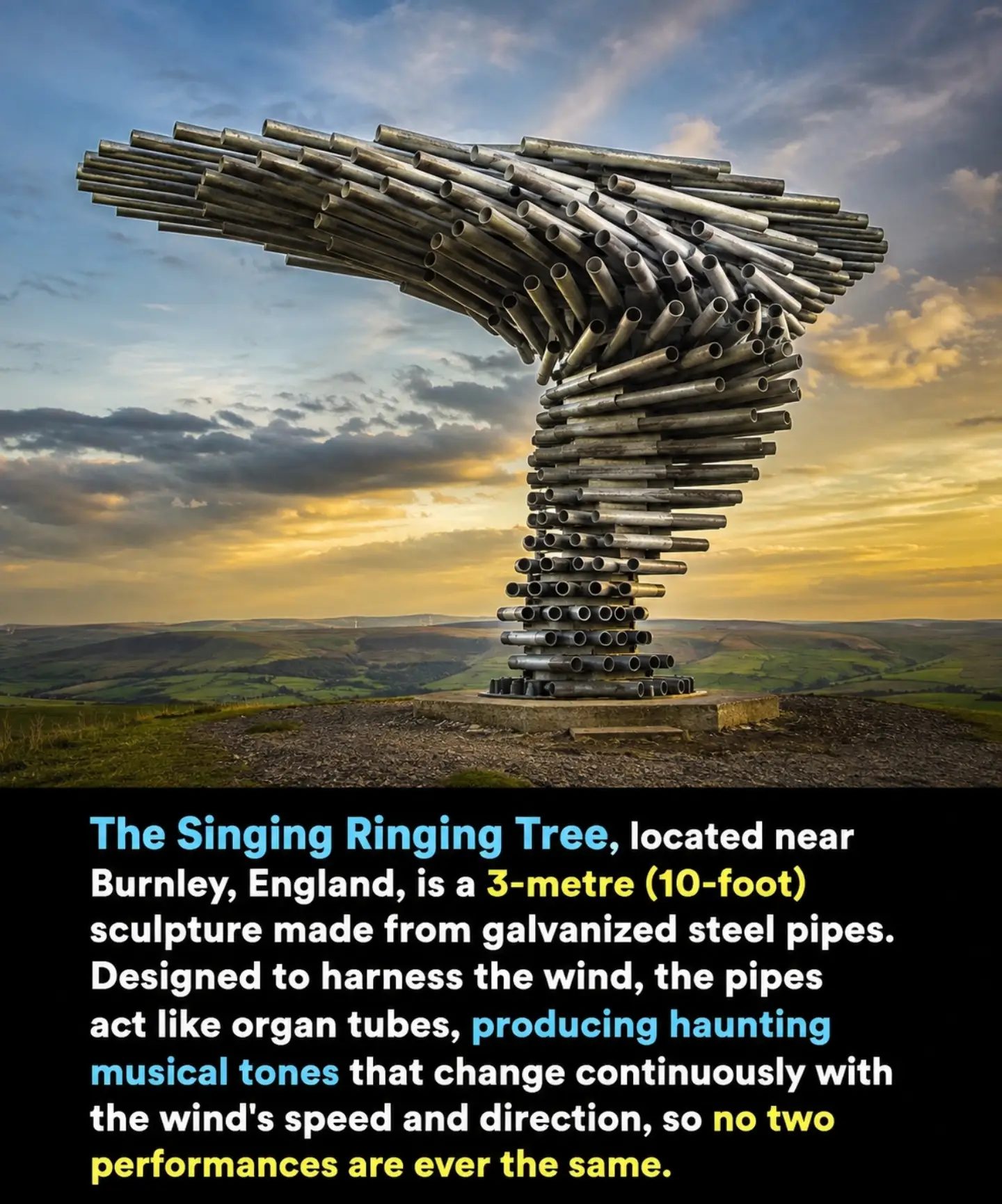 The Singing Ringing Tree: Wind-Powered Musical Sculpture