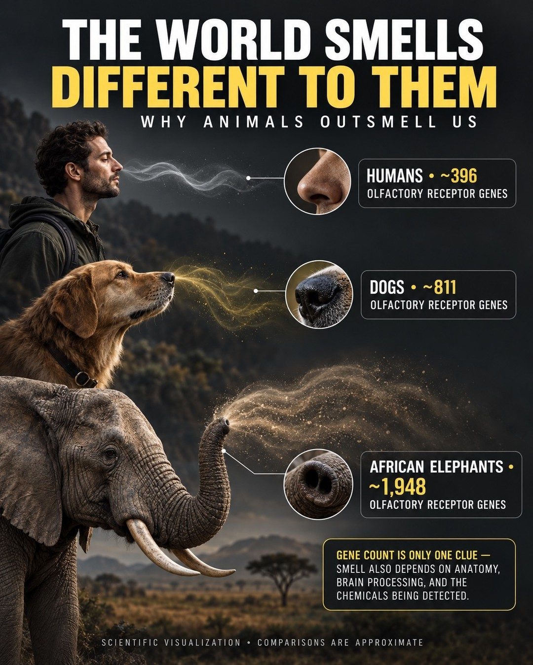 Animal Olfactory Abilities: Humans, Dogs, and Elephants Compared