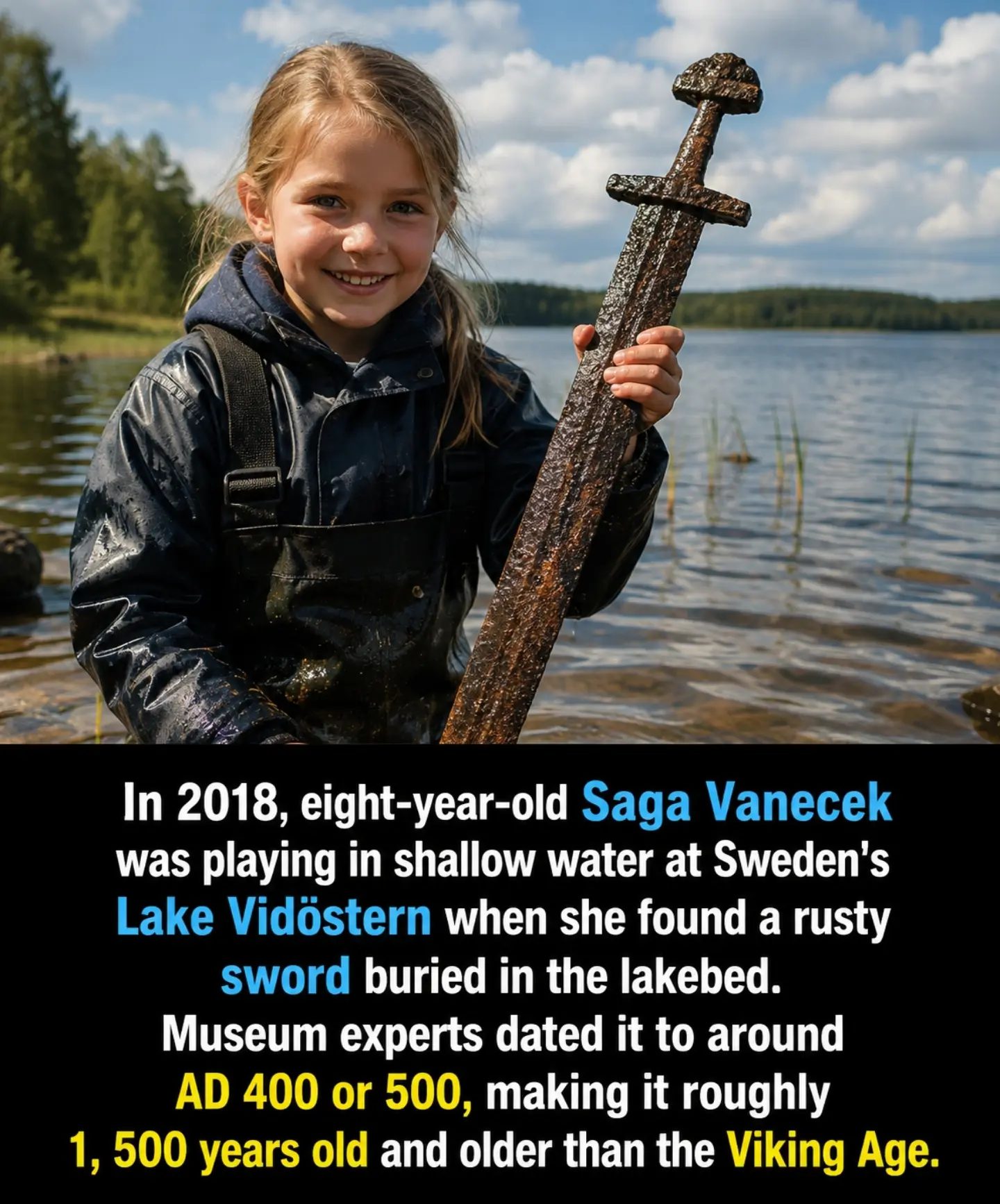 Eight-Year-Old Girl Finds 1,500-Year-Old Sword in Swedish Lake
