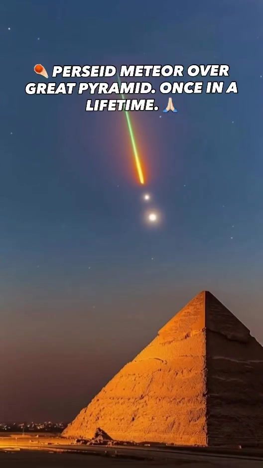 A Perseid Meteor Soars Over the Great Pyramid of Giza