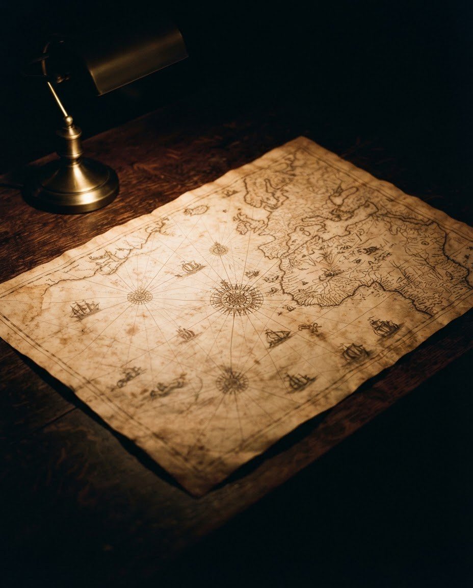 Antique Map Display: Nautical Chart Showcase