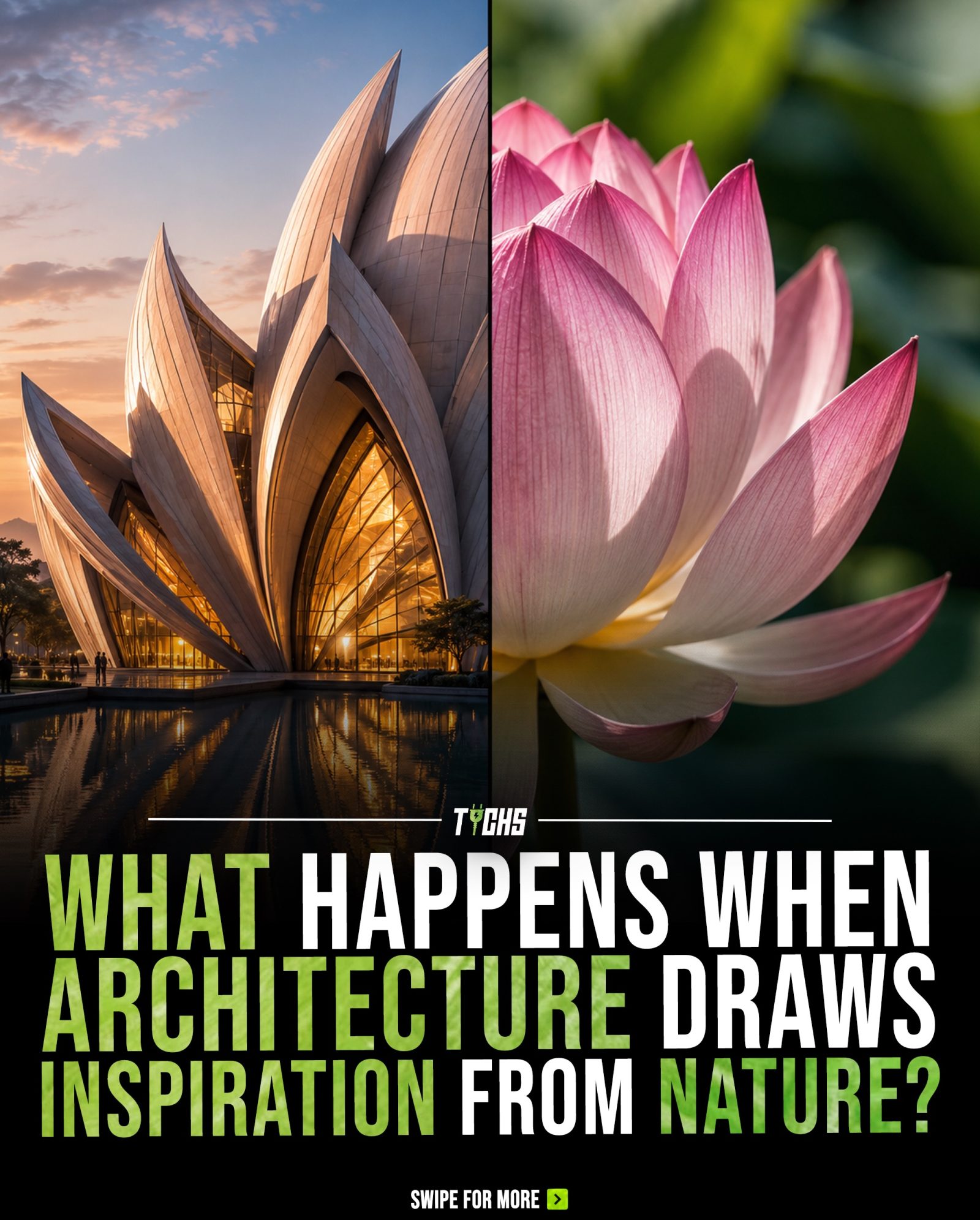 ### Nature's Imprint on Iconic Architecture: From Lotus Temples to Bird's Nest