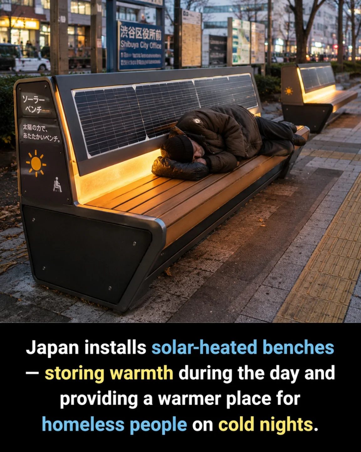 Japan's Solar-Heated Benches: A Warm Solution for Homeless