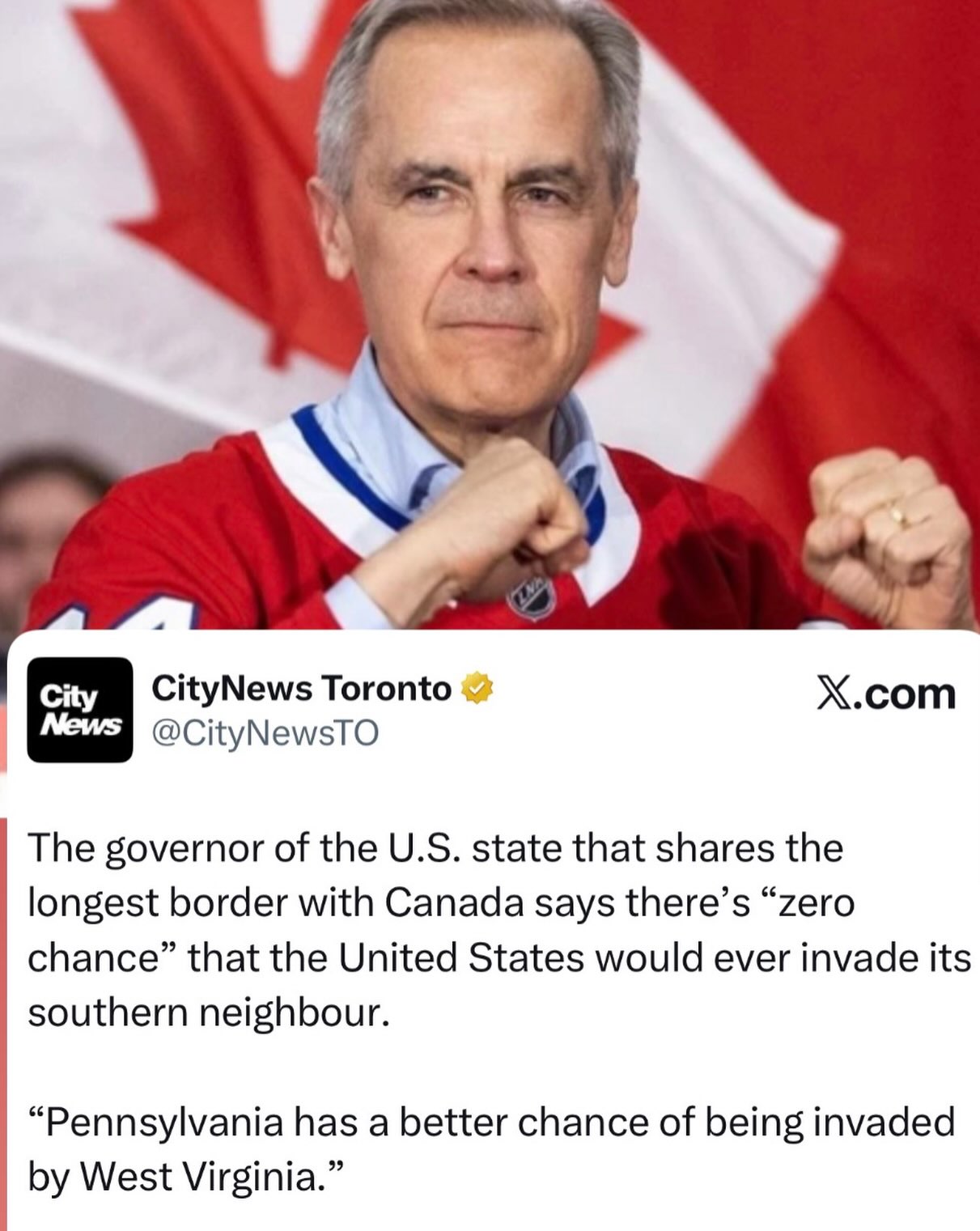 Pennsylvania Governor: No Chance of US Invading Canada