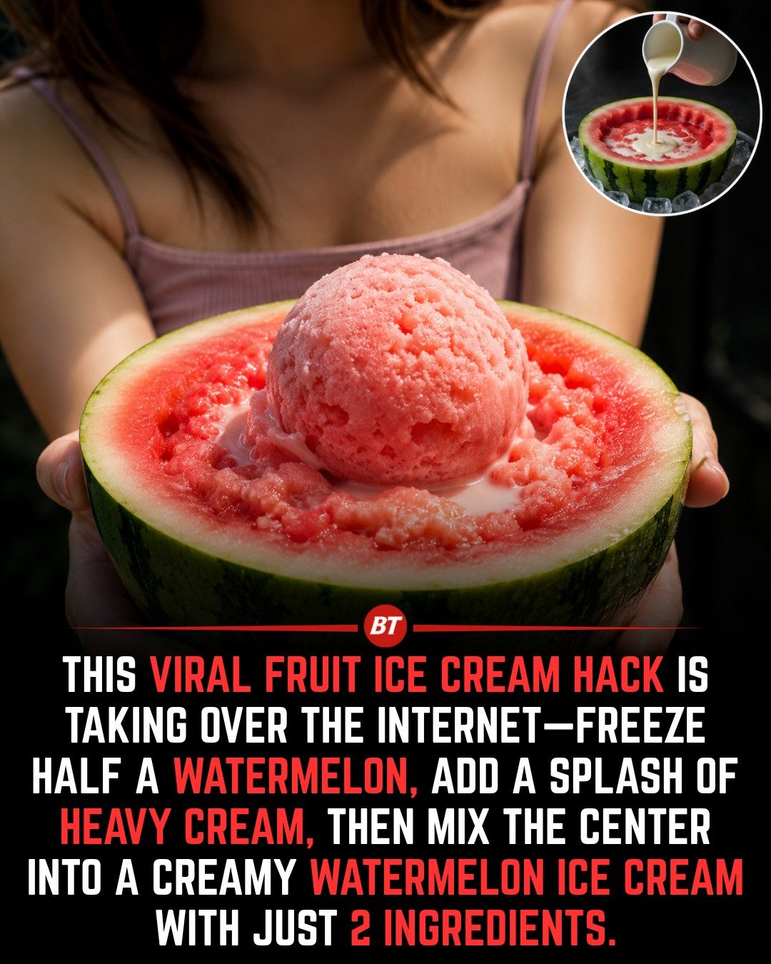 Watermelon Ice Cream in 2 Steps: This Refreshing Hack