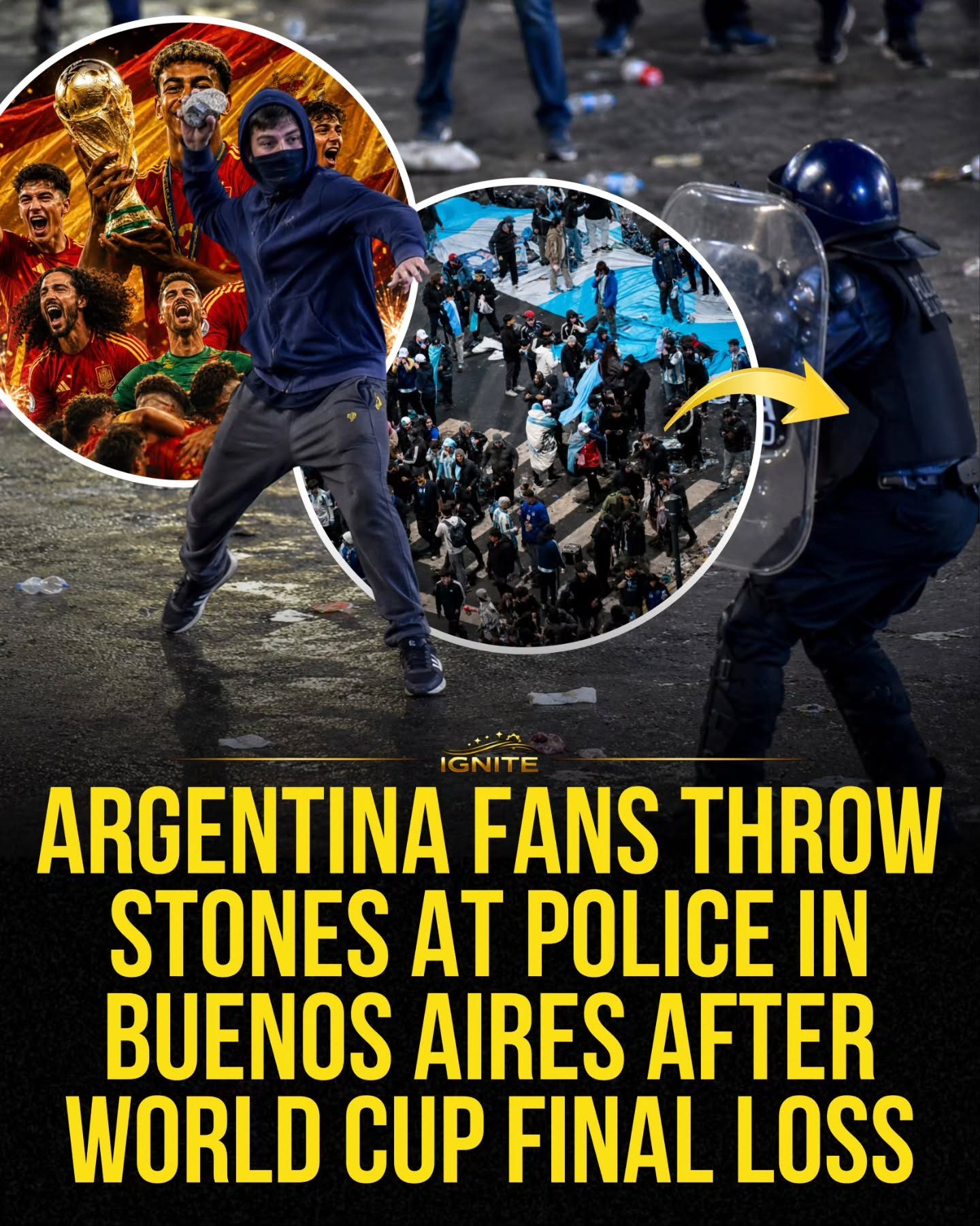 Argentina Fans Clash with Police After World Cup