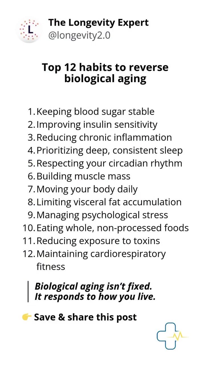 12 Key Habits to Reverse Biological Aging