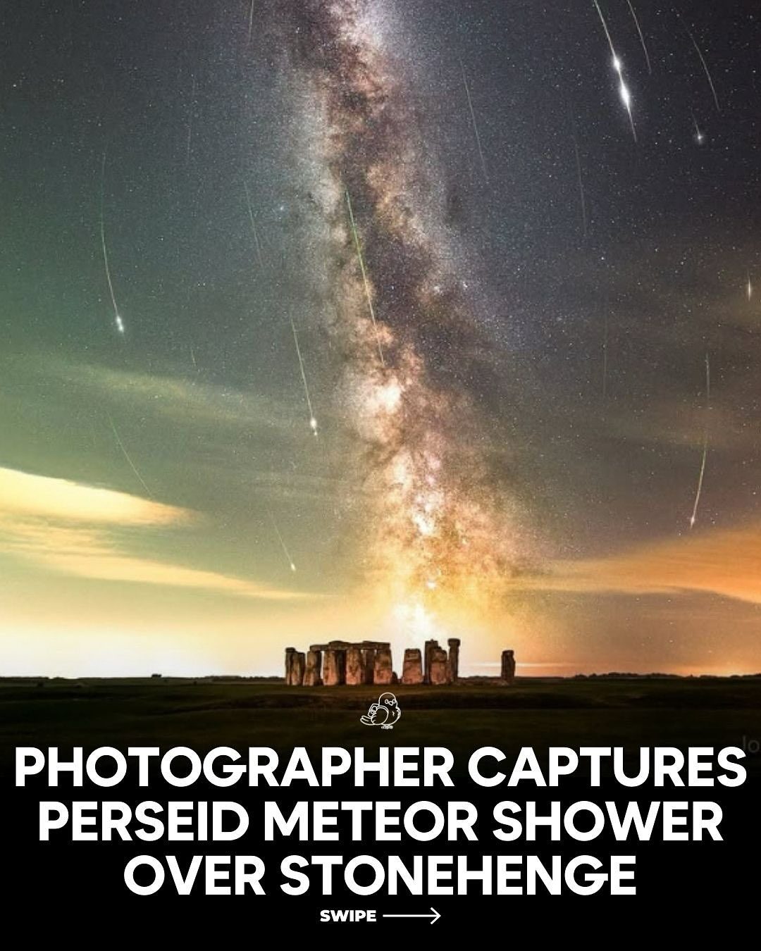 Astrophotography: Perseid Meteor Shower over Stonehenge