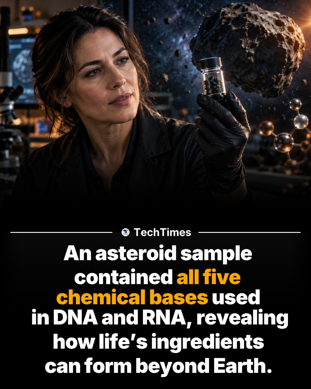 Asteroid Sample: DNA and RNA Building Blocks Found