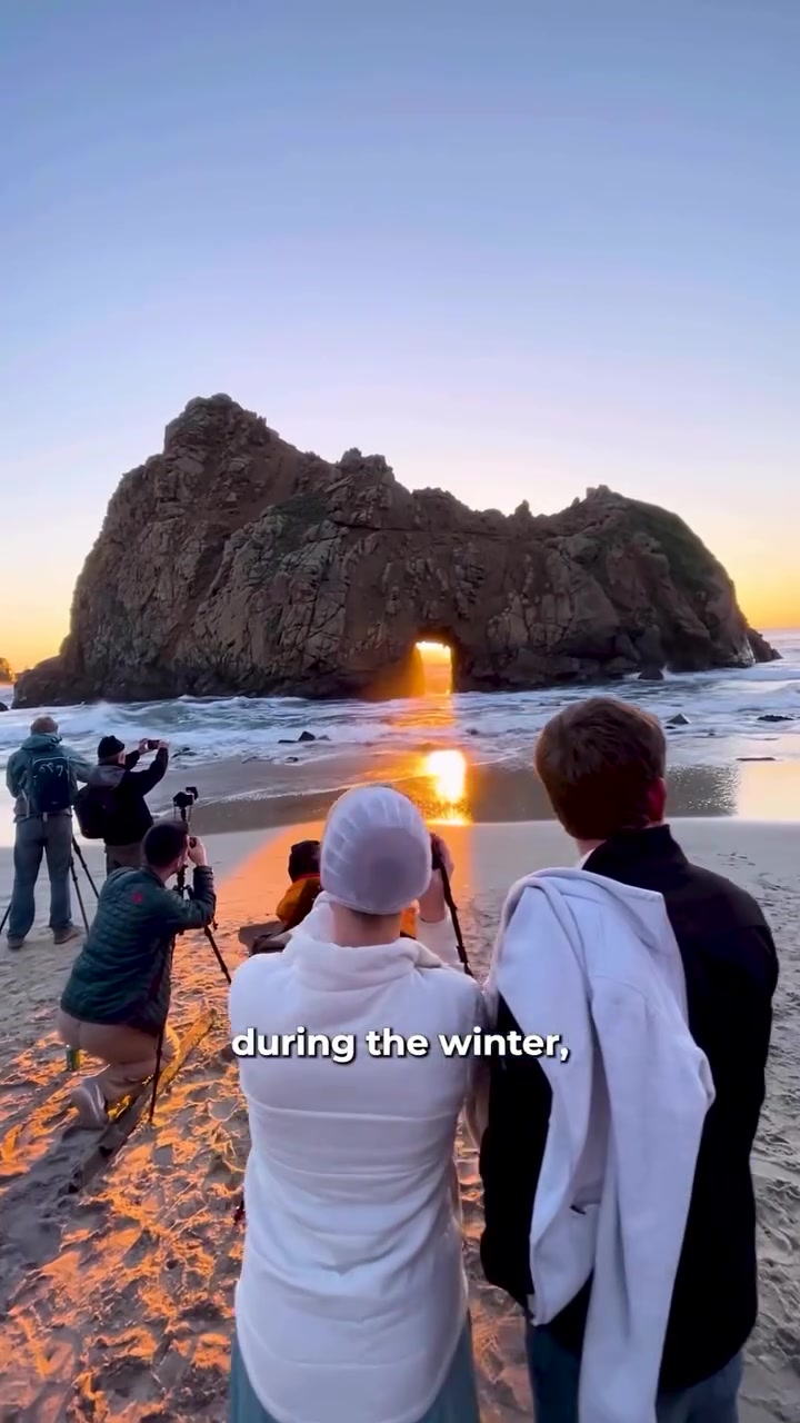 Pfeiffer Beach Keyhole Arch Alignment: California's Rare Sunset