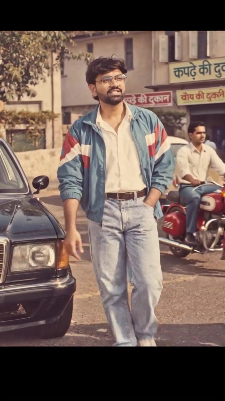 Man Walking in 1980s Indian Street Fashion