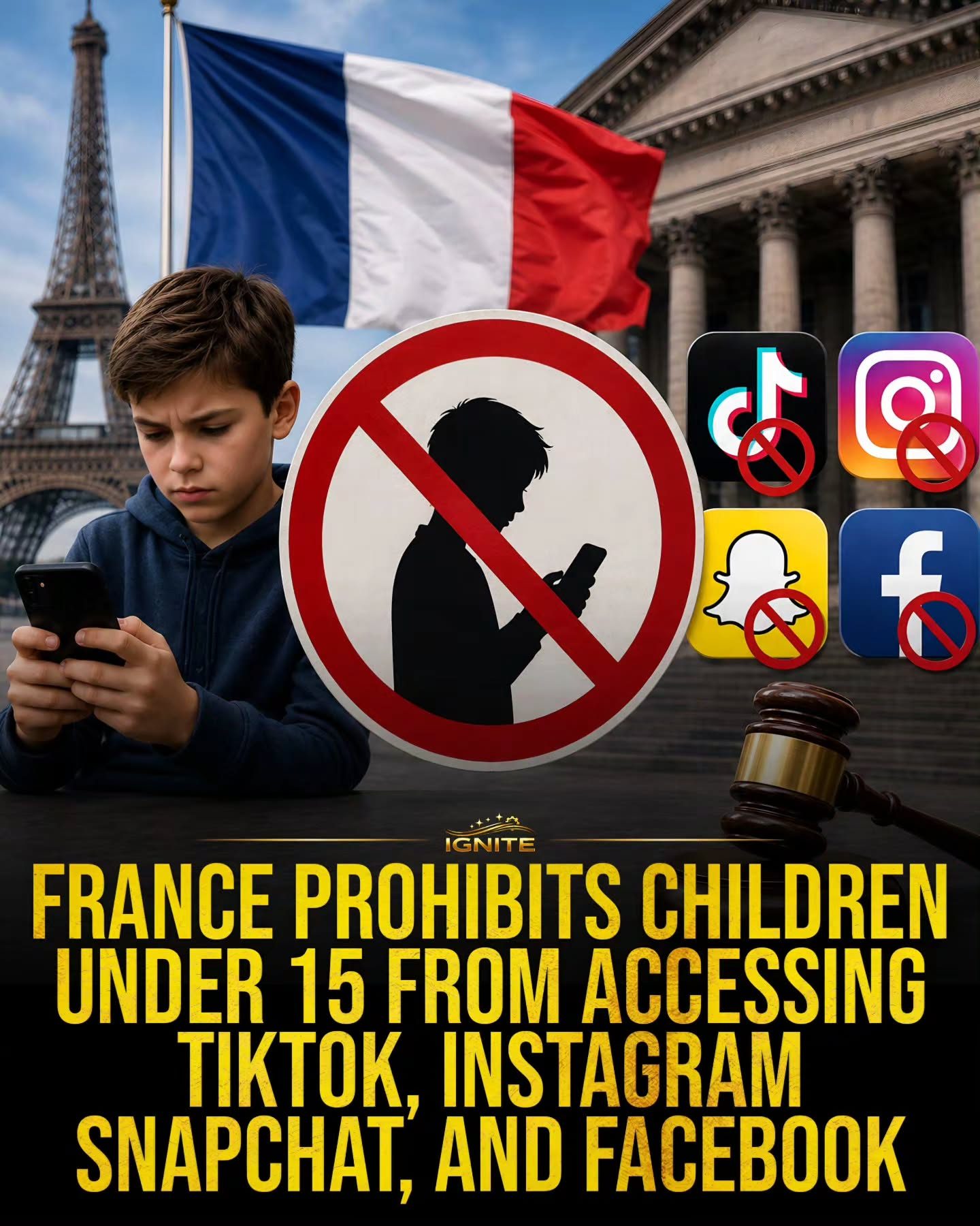 France Bans TikTok, Instagram, Snapchat, Facebook for Kids Under 15