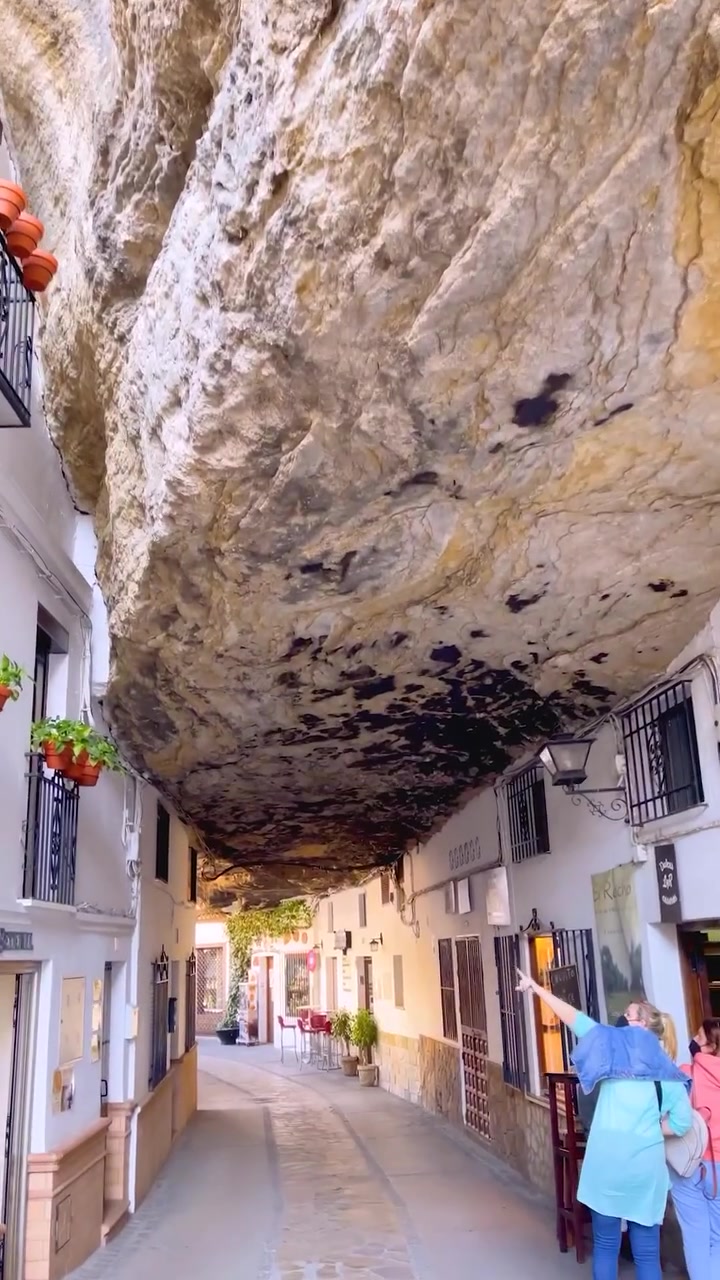 Cave Street Built Under Natural Rock Overhang