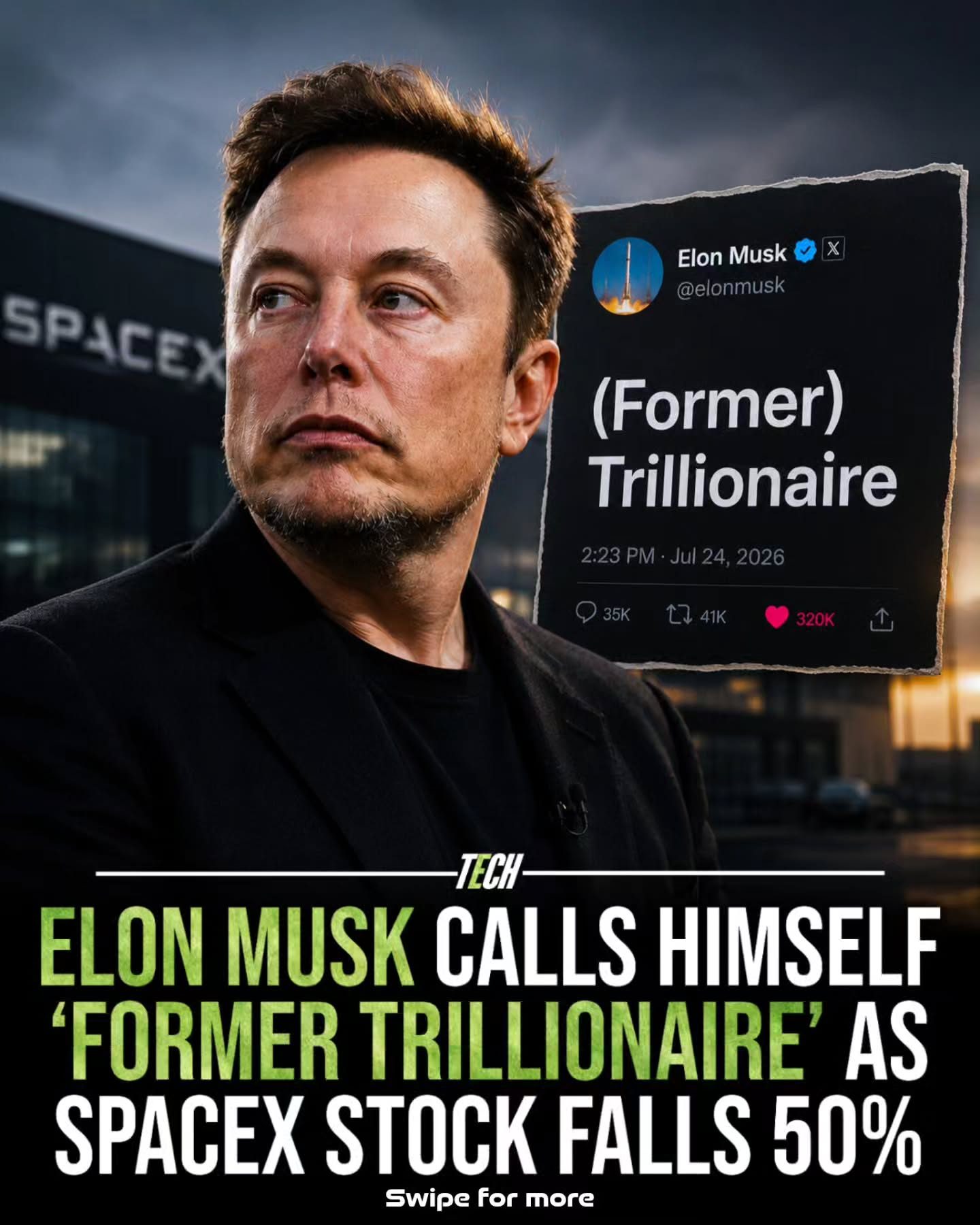 Elon Musk Jests About Being a 'Former Trillionaire' as SpaceX Value Drops