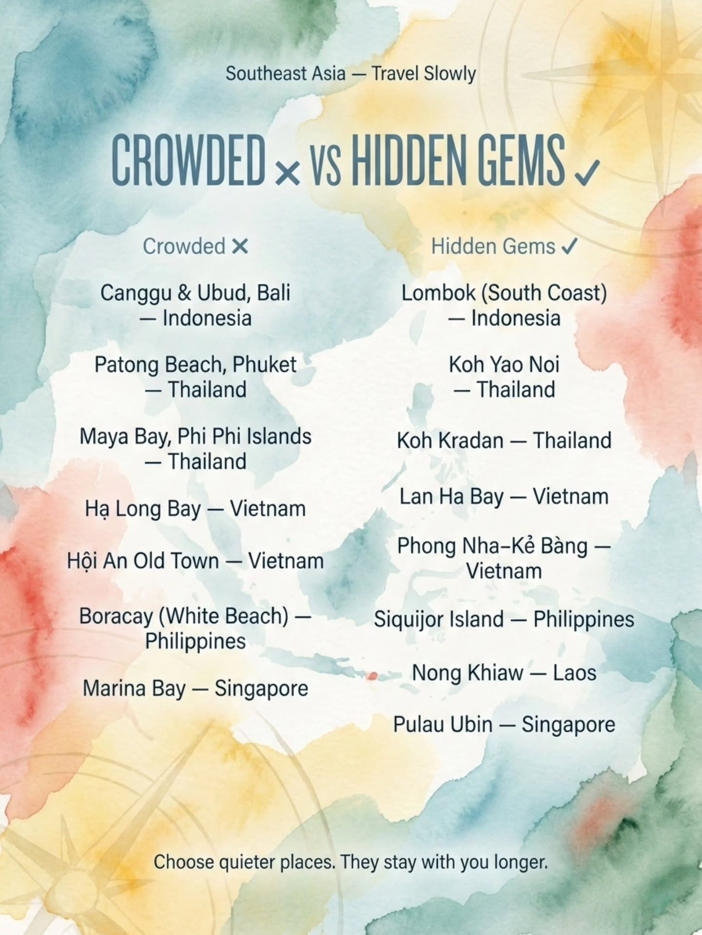 Southeast Asia: Hidden Gems vs. Crowded Hotspots