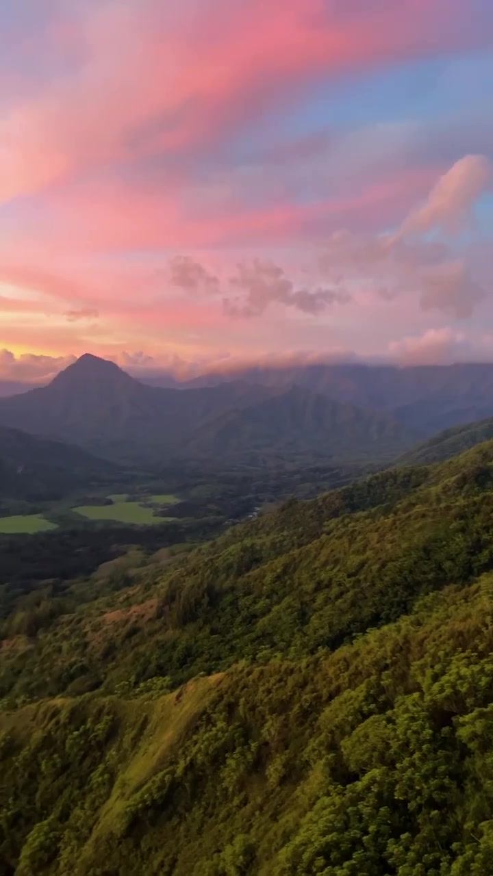 Sunset Over Mountains and Ocean: Panoramic View