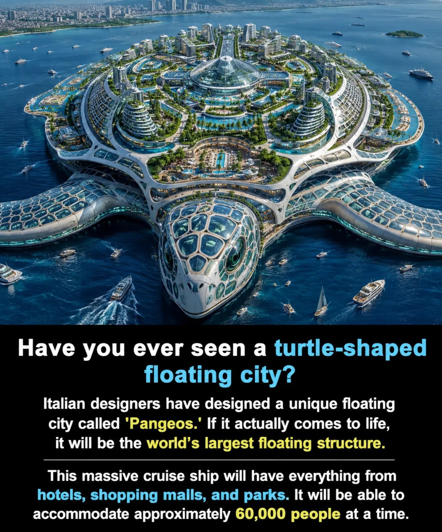 Pangeos: The World's Largest Turtle-Shaped Floating City
